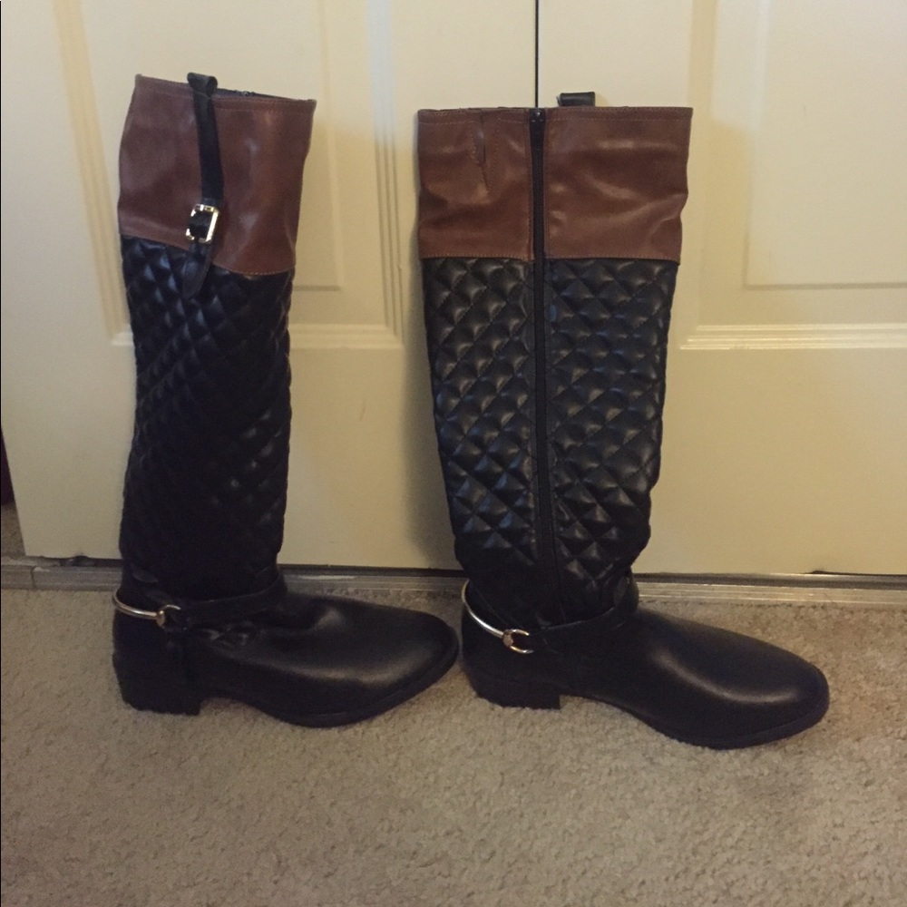 Calf boots black and brown