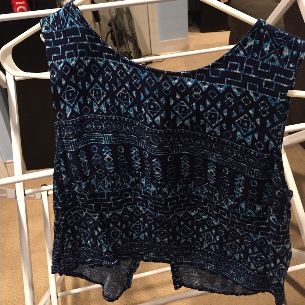 Blue tribal design crop top