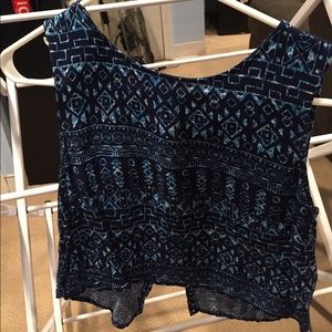 Blue tribal design crop top