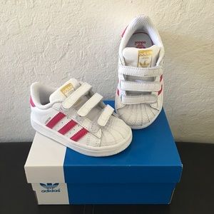 Adidas superstar pink stripes