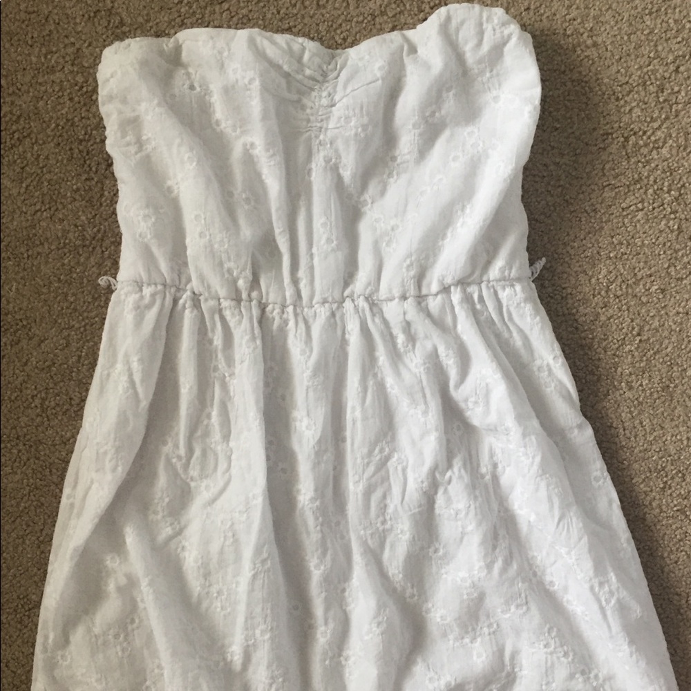 White strapless mini dress