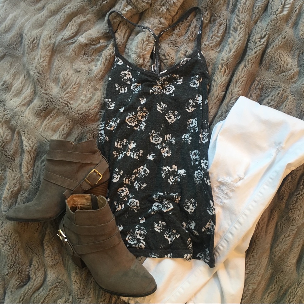 Floral racerback tank top