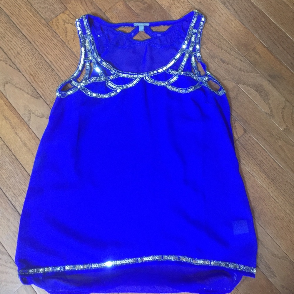 Royal blue rhinestone tank