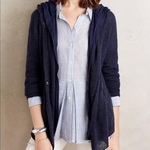 Anthropology Navy Hooded Cardigan NEW WITH TAGS