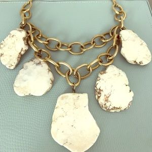 Anthropologie gold and white stone necklace