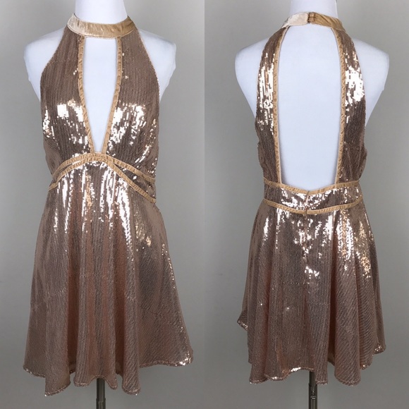 [Free People] Film Noir Sequin Mini Dress Rose New - Picture 3 of 8