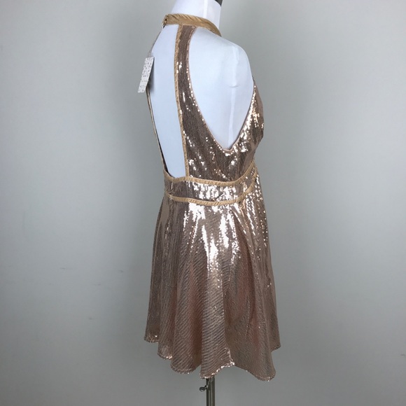[Free People] Film Noir Sequin Mini Dress Rose New - Picture 5 of 8