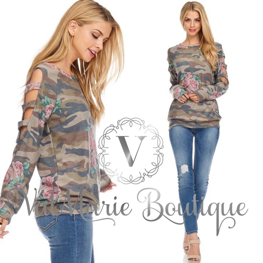 FINAL RESTOCK - Camo Floral French Terry Top - Picture 2 of 3