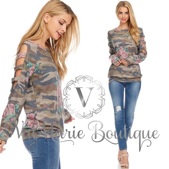FINAL RESTOCK - Camo Floral French Terry Top - Picture 2 of 3