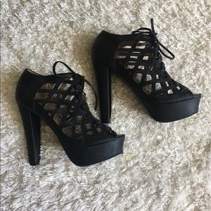 Black strappy heels