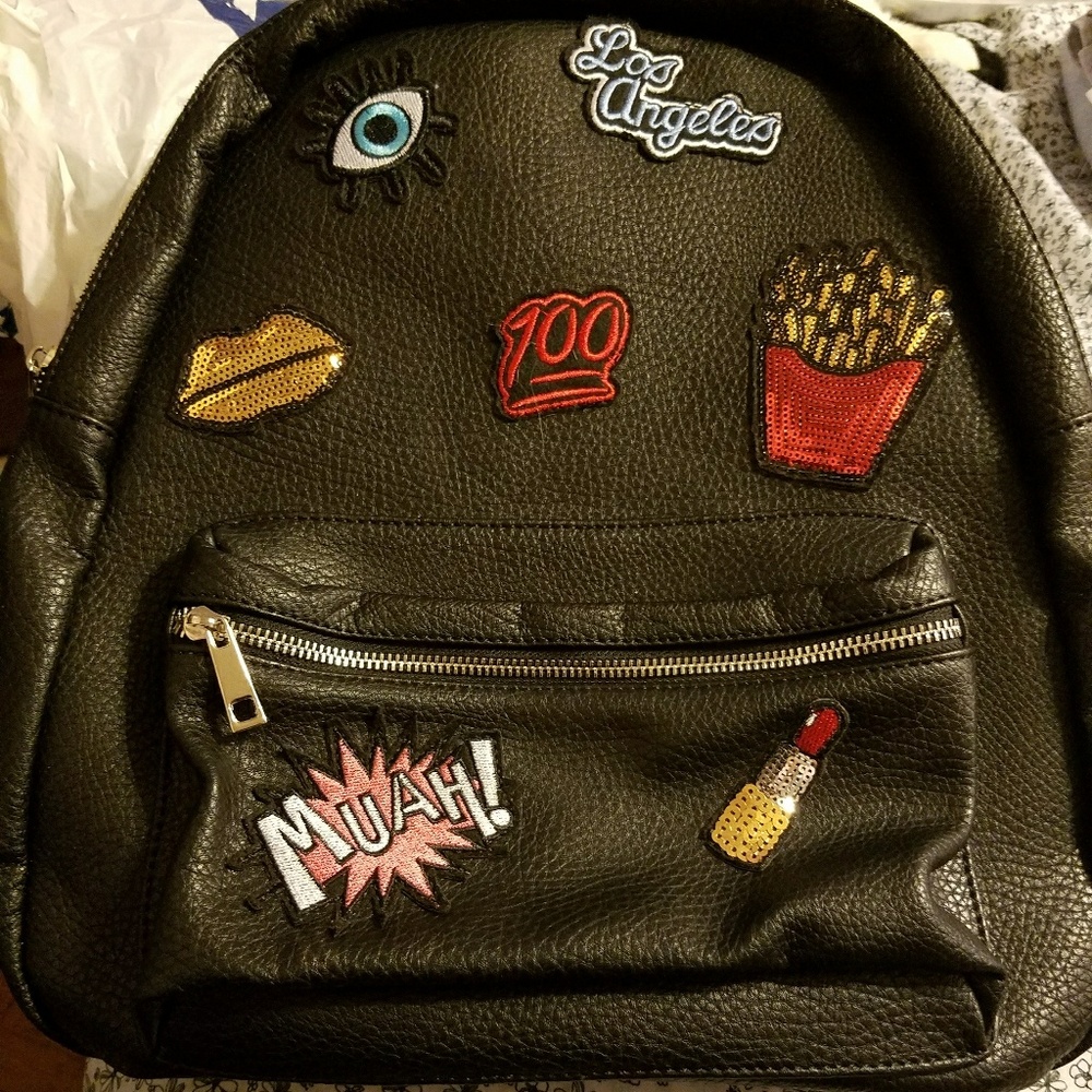 Black Patchwork Bookbag