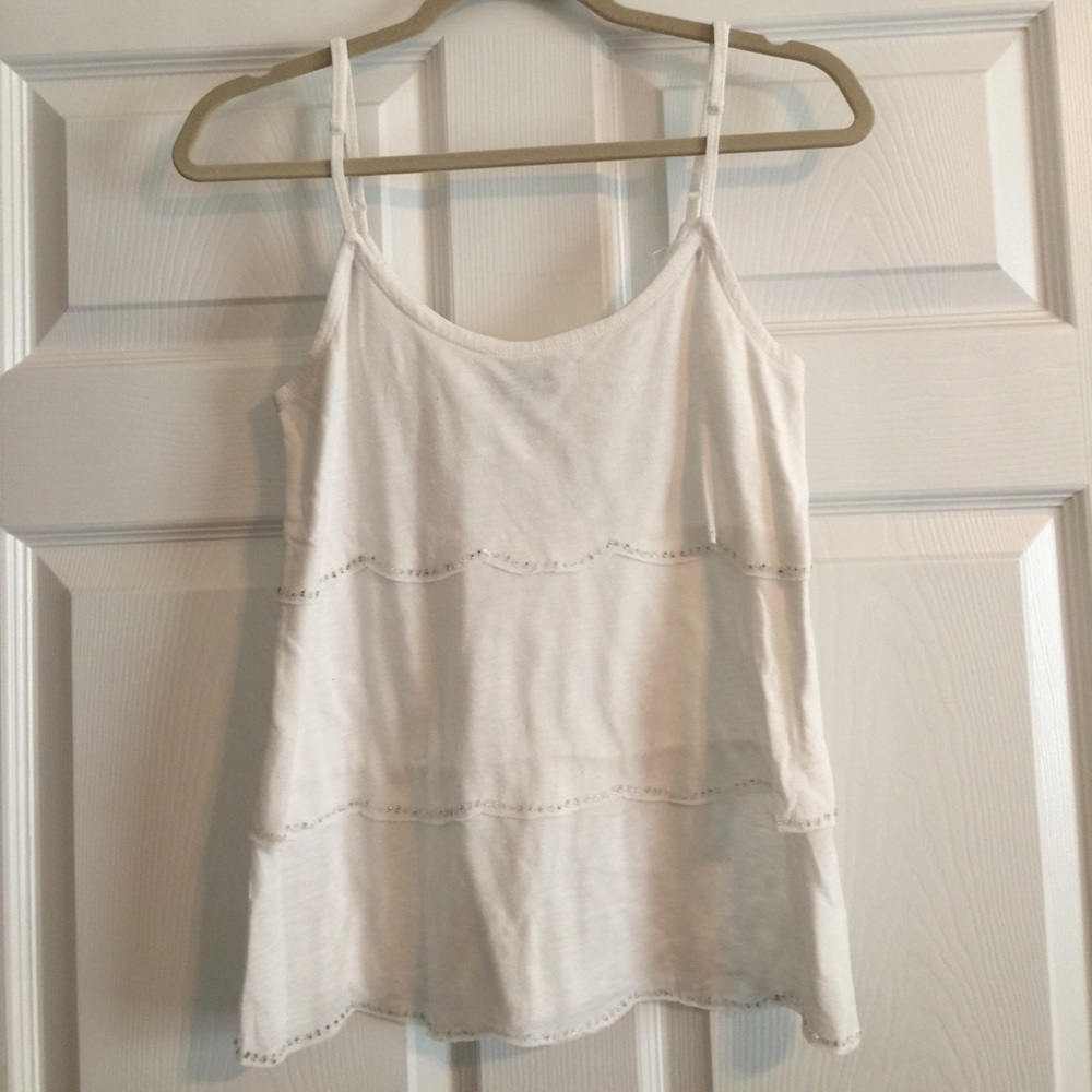 White beaded detail tank top