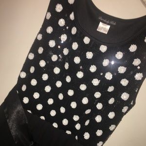 Black and White Sequence Polka Dot Dress !