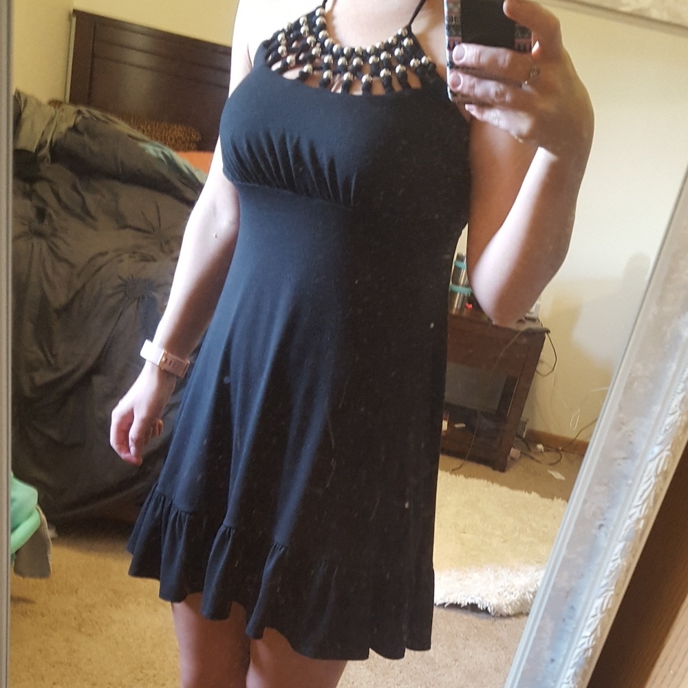 Vanity black halter dress