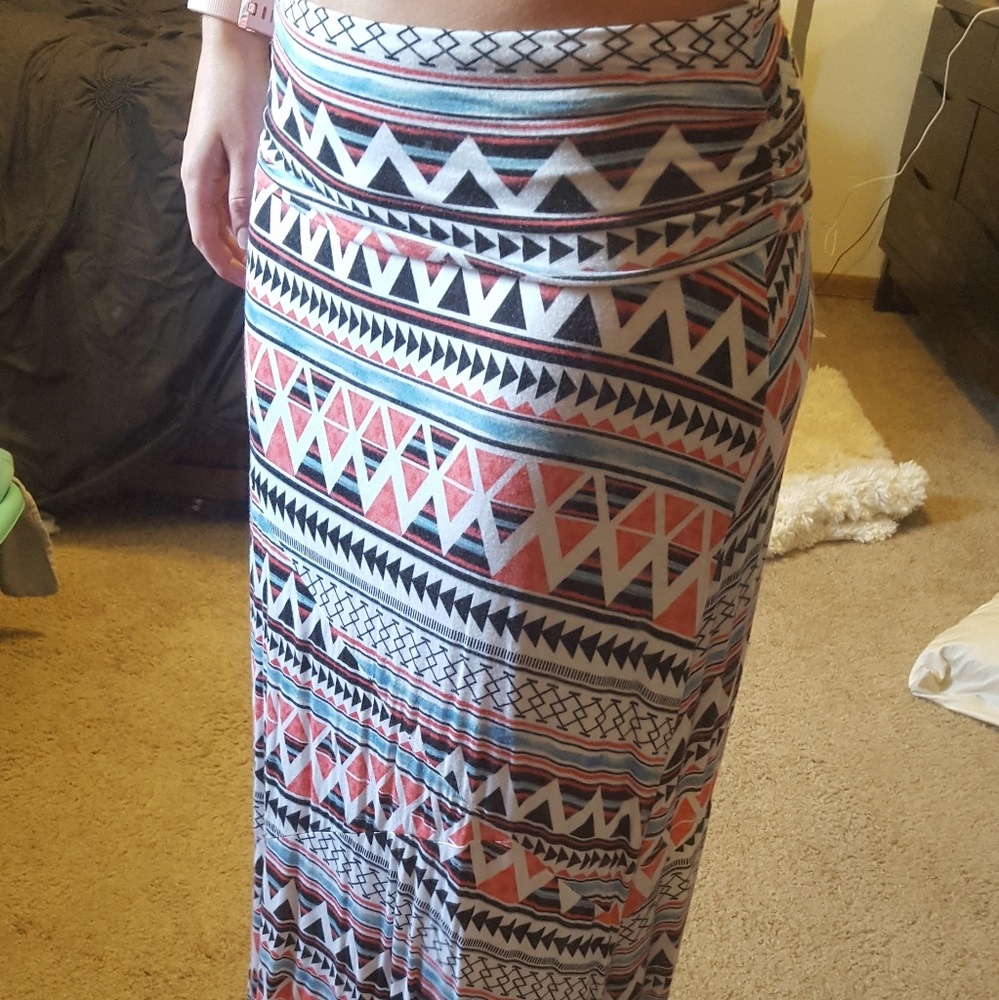 Vanity tribal/aztec print maxi skirt