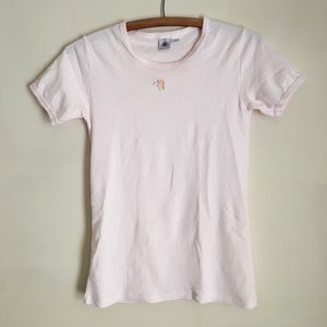 Petit Bateau Light Pink and White Stripe Tee