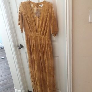 BRAND NEW yellow lace maxi dress romper