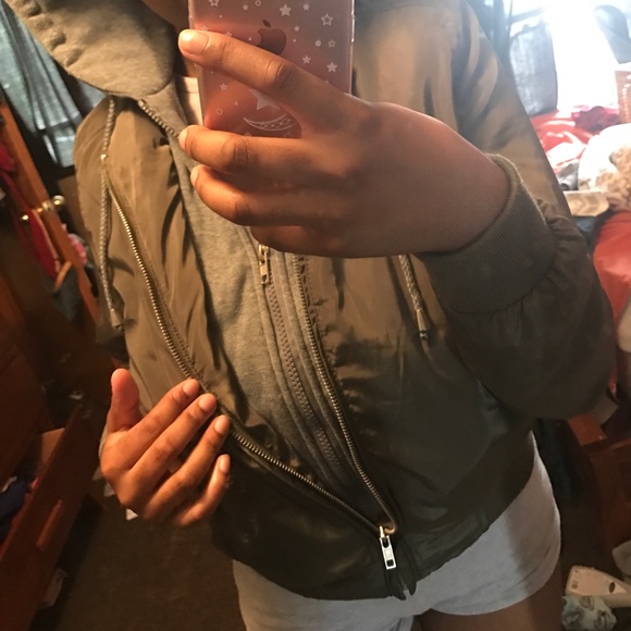 Bomber jacket with built in hoodie - Picture 2 of 3