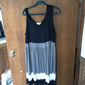 3x Midi Neutral Colored Stripped Dress -Final-