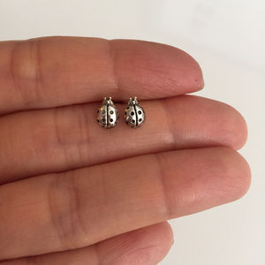 .925 Ladybug Stud Earrings with post