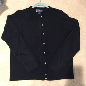 Wool, black cardigan with pearl buttons