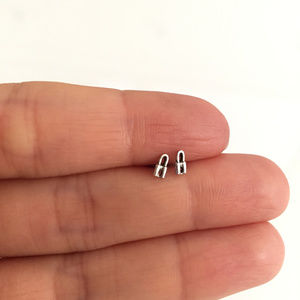 .925 Sterling Silver Tiny Lock Stud Earrings