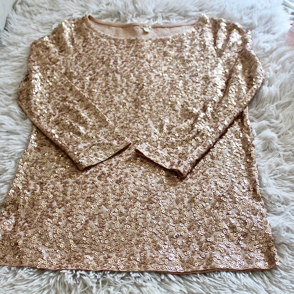 J.CREW SEQUIN 3/4 SLEEVE BLOUSE!!!