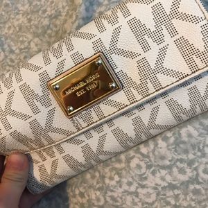 Michael Kors cream wallet with checkbook holder