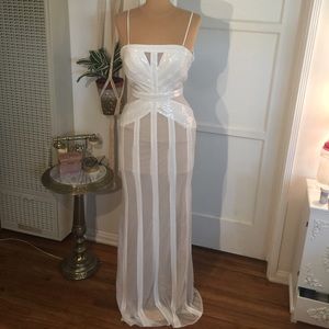 Sparkly and Sheer White Evening Gown