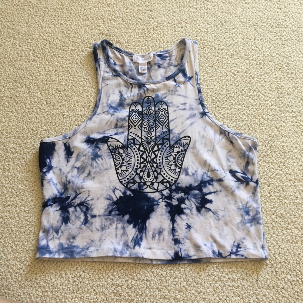 Tie-Dye Hamsa Hand Tank Crop Top