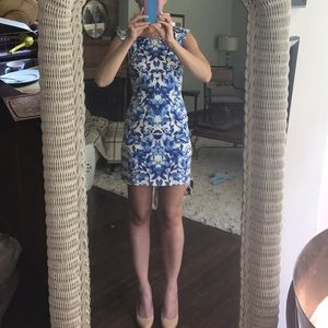 Blue/white floral mini dress
