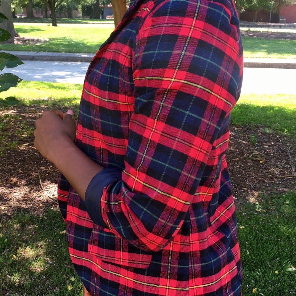 Red Plaid Blazer (Like new) **