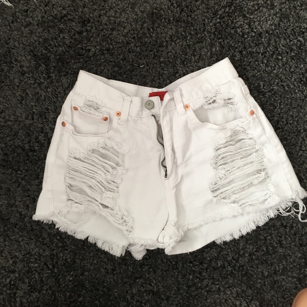 white denim shorts