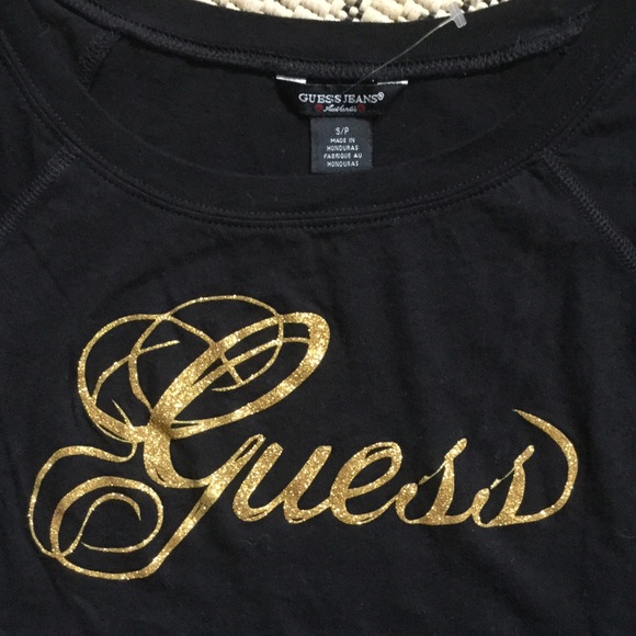 🆕 Black & Sparkly Gold GUESS Top ☀️🌃🌼🍸🌻 - Picture 2 of 5