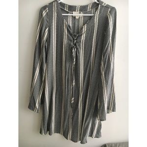 Long Sleeve, Tie Front Dress