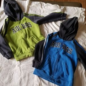 Lot if 2 boys Addidas Zip up hoodies
