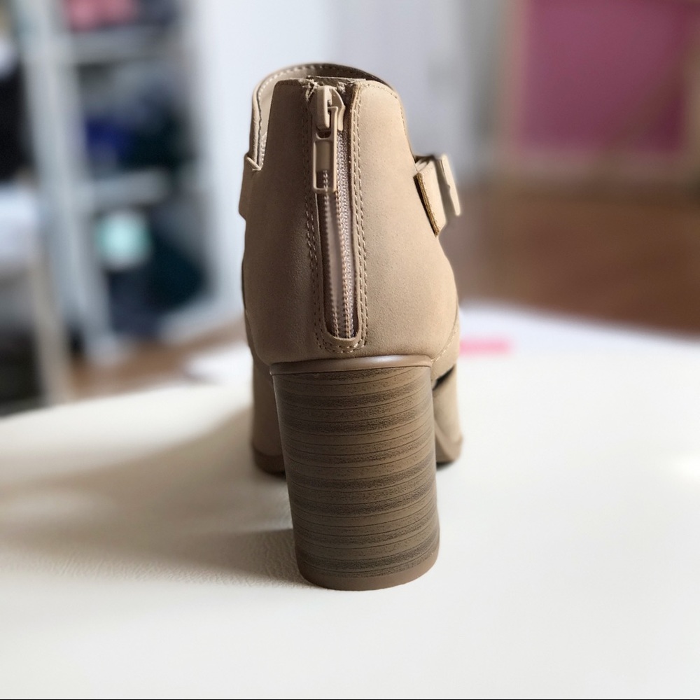 Taupe Suede Feel Buckle Booties - Picture 5 of 6