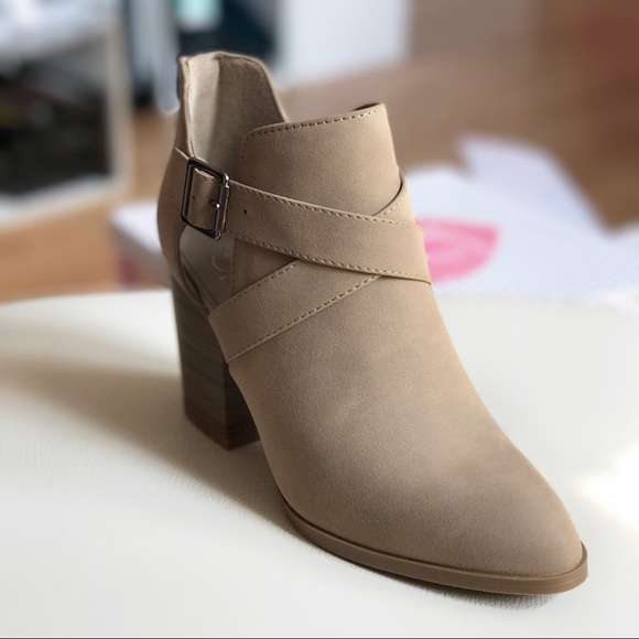Taupe Suede Feel Buckle Booties - Picture 2 of 6