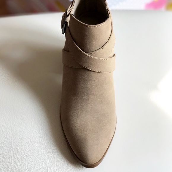 Taupe Suede Feel Buckle Booties - Picture 3 of 6