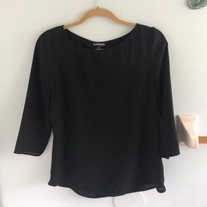 Back button down black half sleeve dressy top