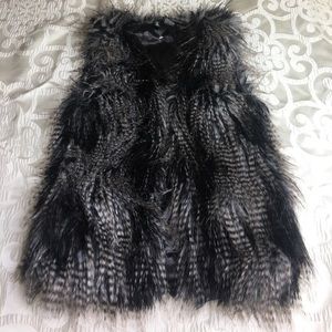 H&M Black and White Fur Vest