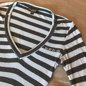 Bebe baby blue and charcoal sweater