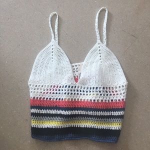 multicolored crochet crop top
