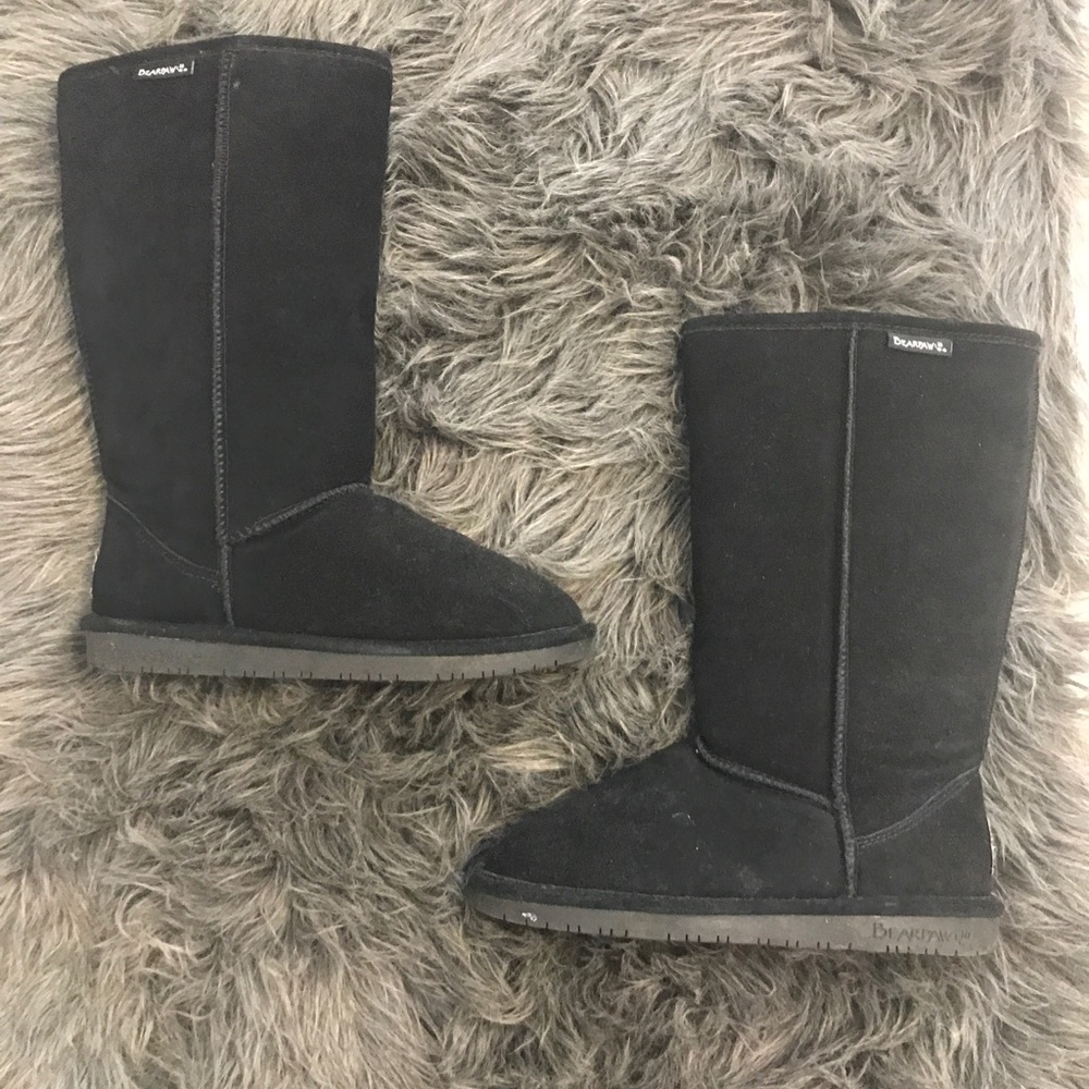 Black Bear Paw Fuzzy Boots Tall