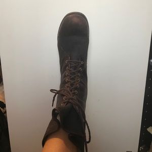 Brown combat boots