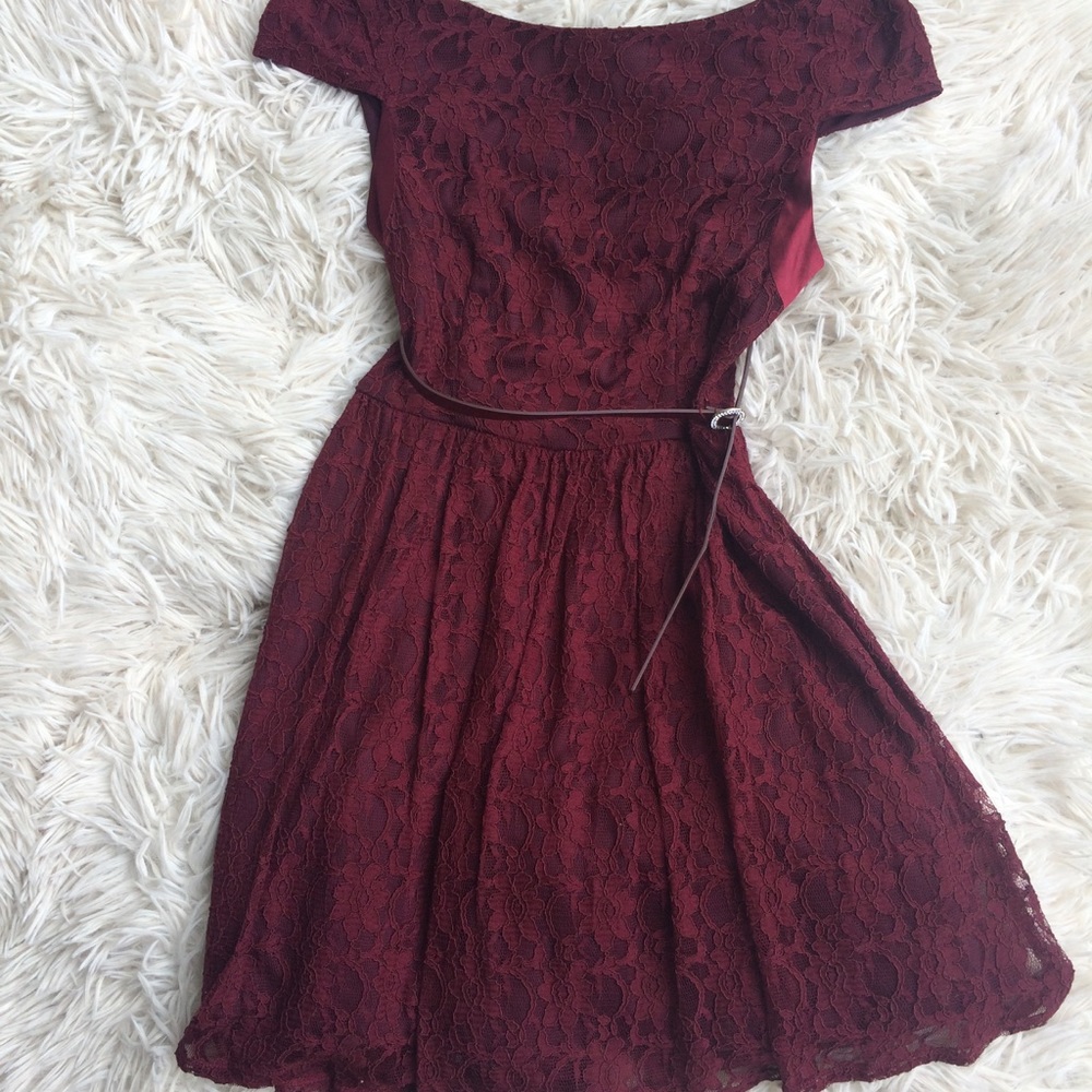 Maroon Christmas lace dress