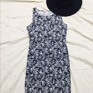 Navy and White Pattern Midi Bodycon