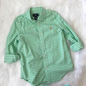 Ralph Lauren Green Gingham Long Sleeve Shirt