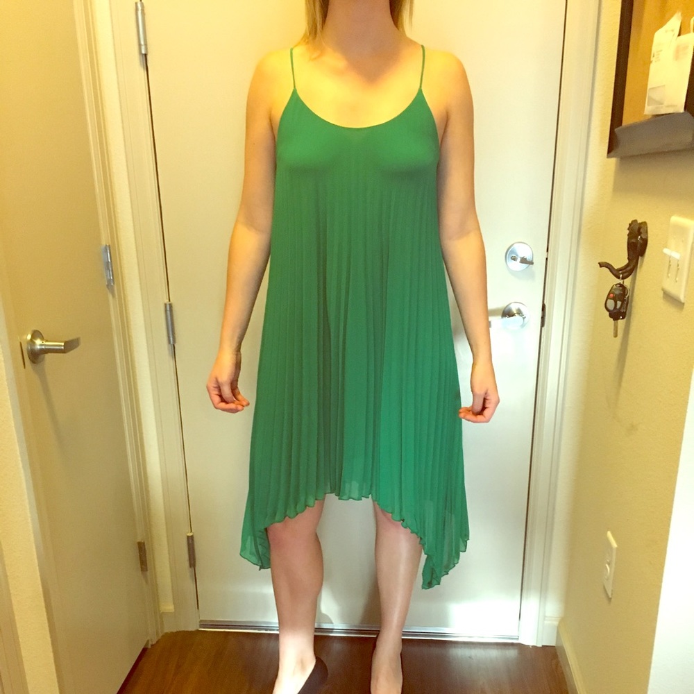 Green pleated dress