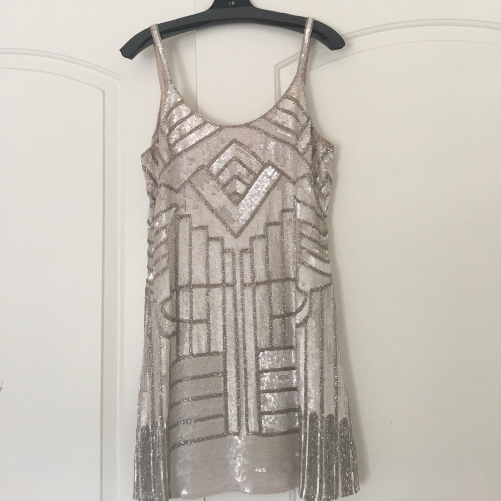Parker sequined and beaded slip dress